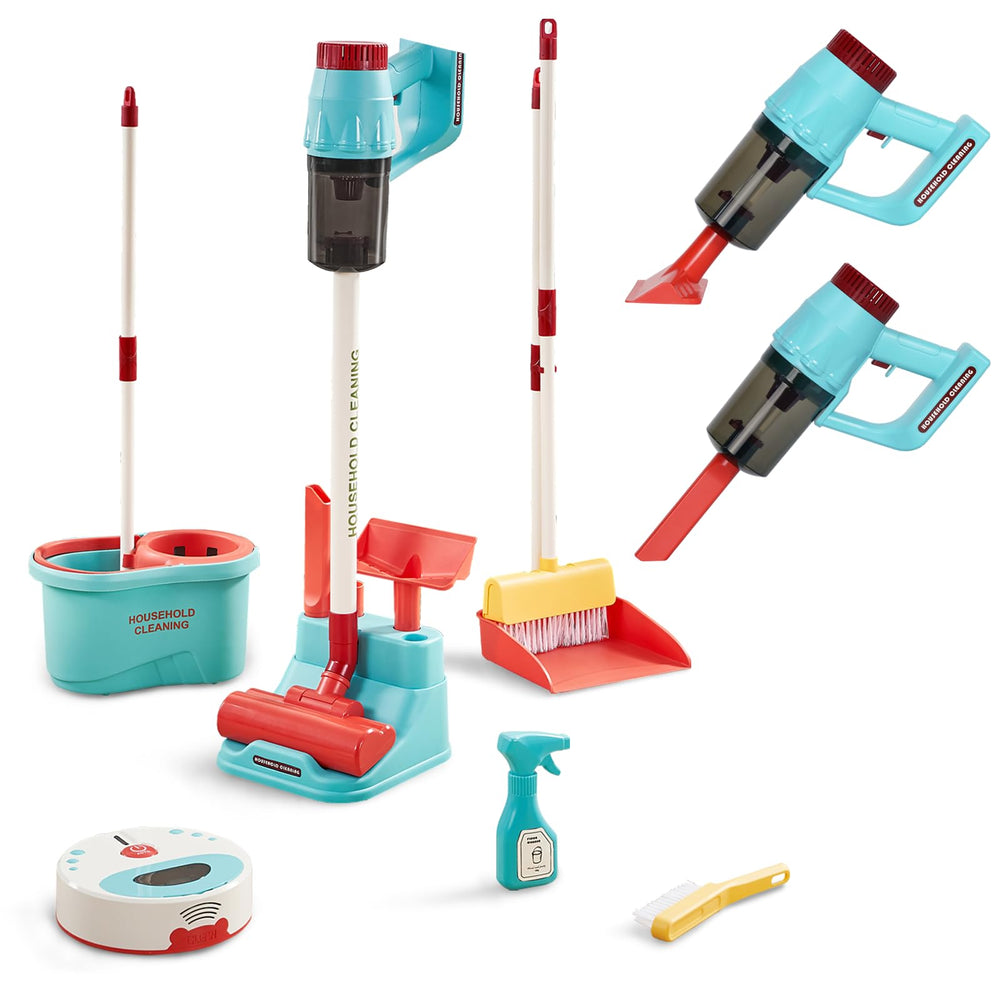 WhimzyWink 3-in-1 toy vacuum with suction for authentic pretend cleaning play.