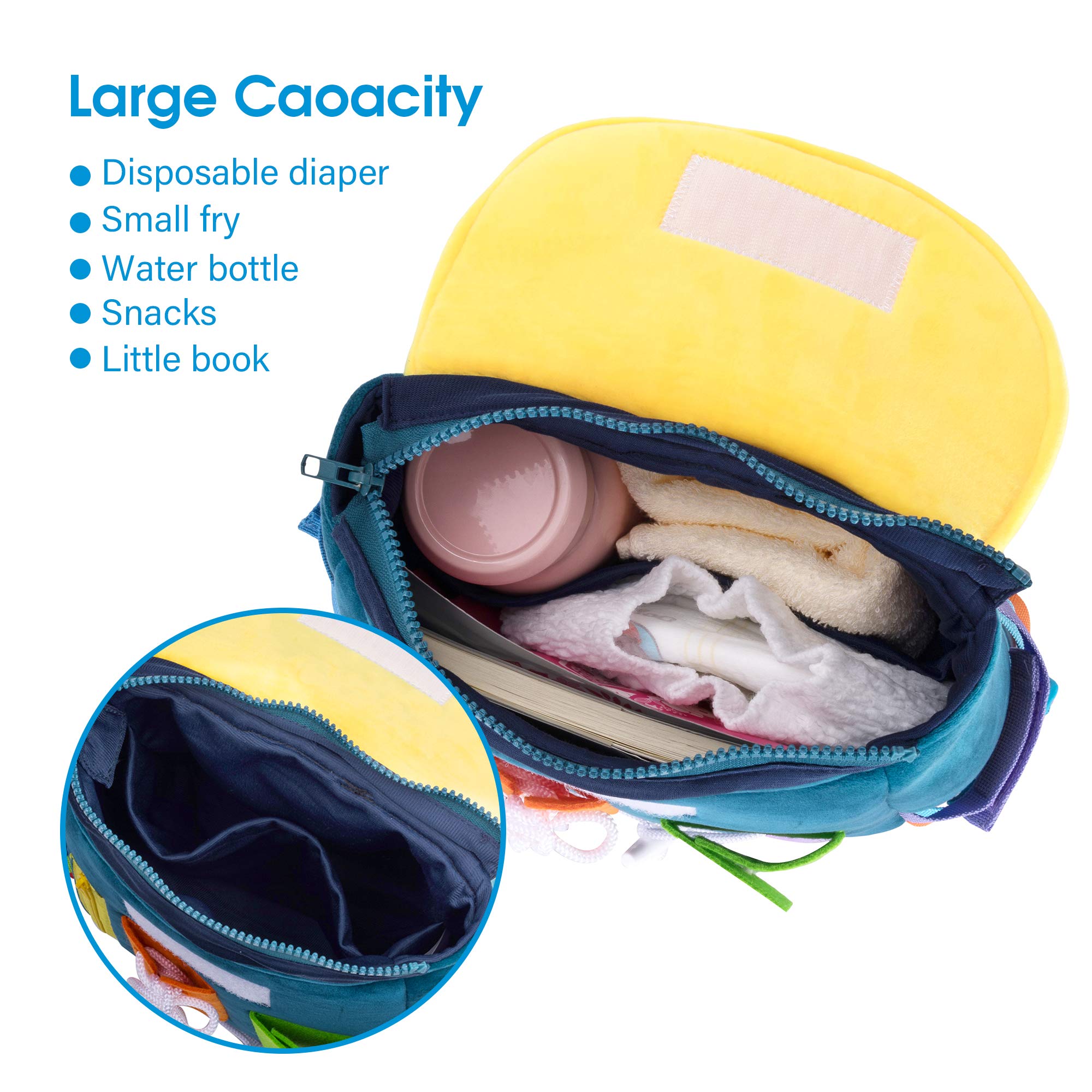White Dolphin Toys Busy Board Carry handle for easy transport.