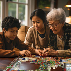 White Mountain 1000-piece puzzle finishes at 24 by 30 inches.