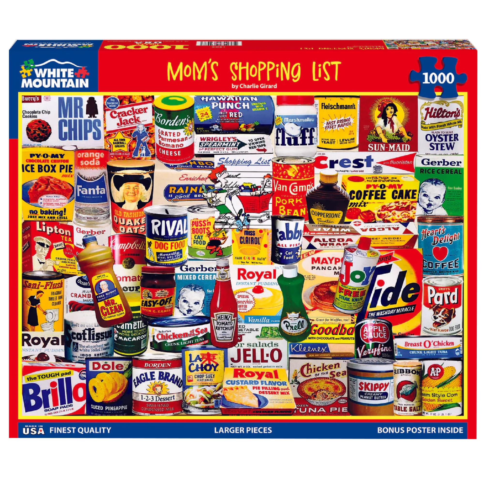 White Mountain 1000-piece large puzzle designed for easy handling.