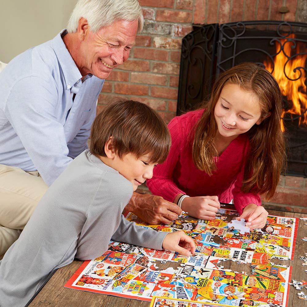 White Mountain 1000-piece puzzle assembly view showing sturdy, easy-to-handle pieces.
