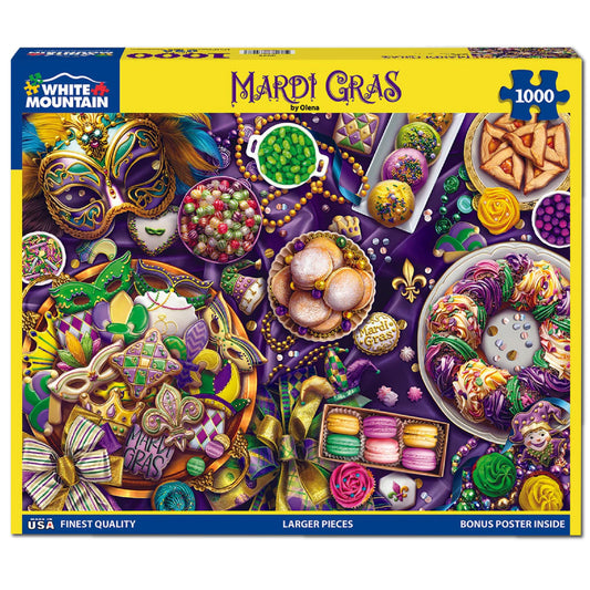 White Mountain 1000-piece puzzle assembly is easy to handle.