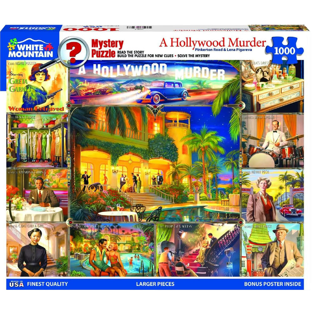 White Mountain 1000-piece puzzle assembly image—easy-to-handle pieces for all ages