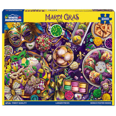White Mountain 1000-piece puzzle assembly is easy to handle.