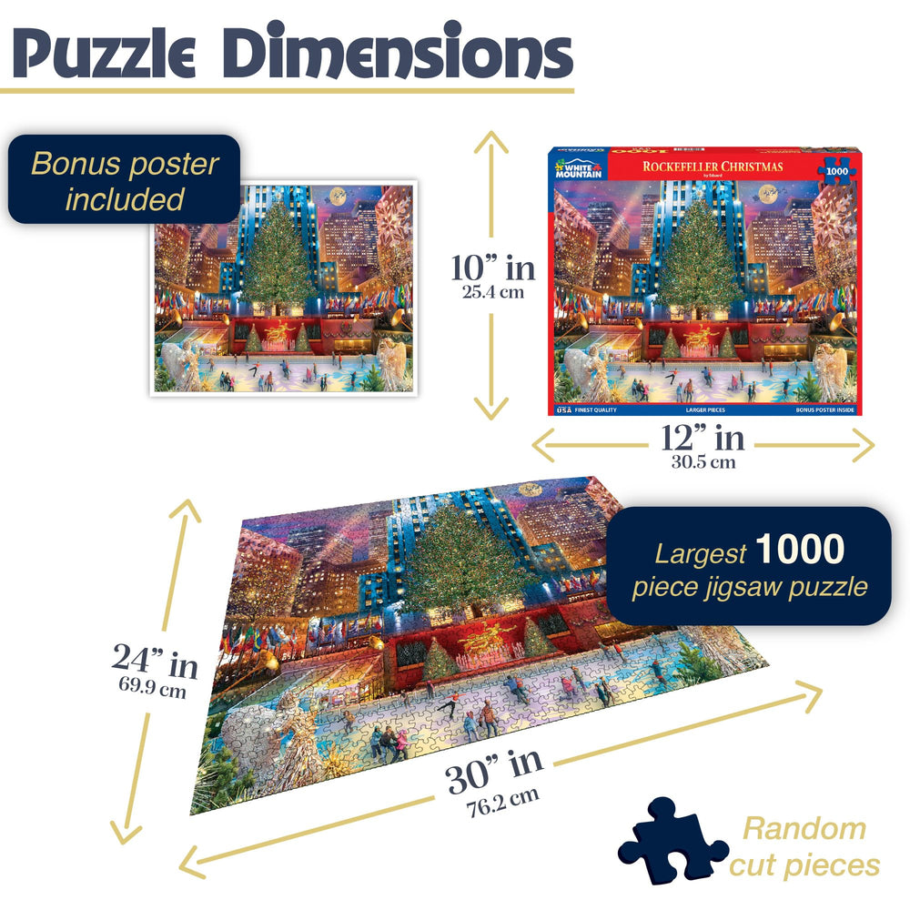 Close-up of White Mountain 1000-piece puzzle pieces for easy grip