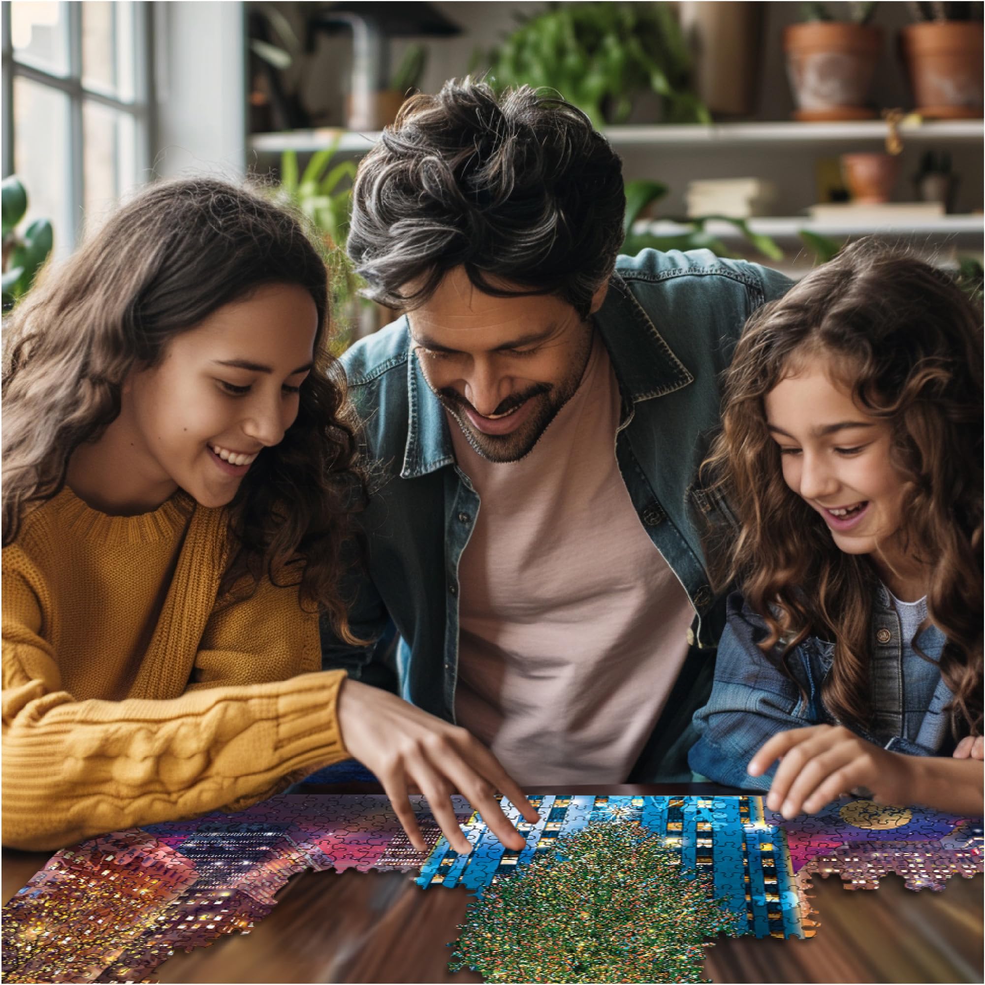 White Mountain 1000-piece puzzle laid out on table for 24x30 finish