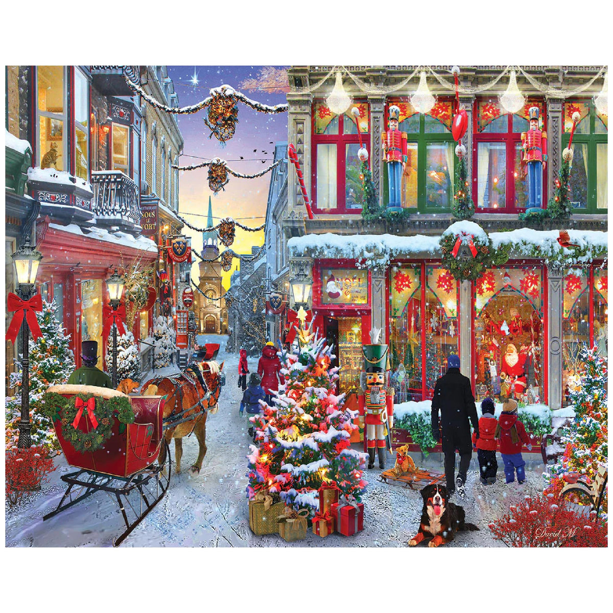 White Mountain 1000-piece puzzle: winter Christmas scene for cozy family evenings