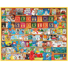 White Mountain 1000-piece bedtime-stories collage puzzle, ideal for family time.