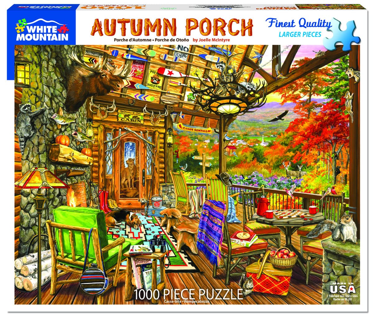 White Mountain autumn trees cabin puzzle with vibrant colors for shared stories