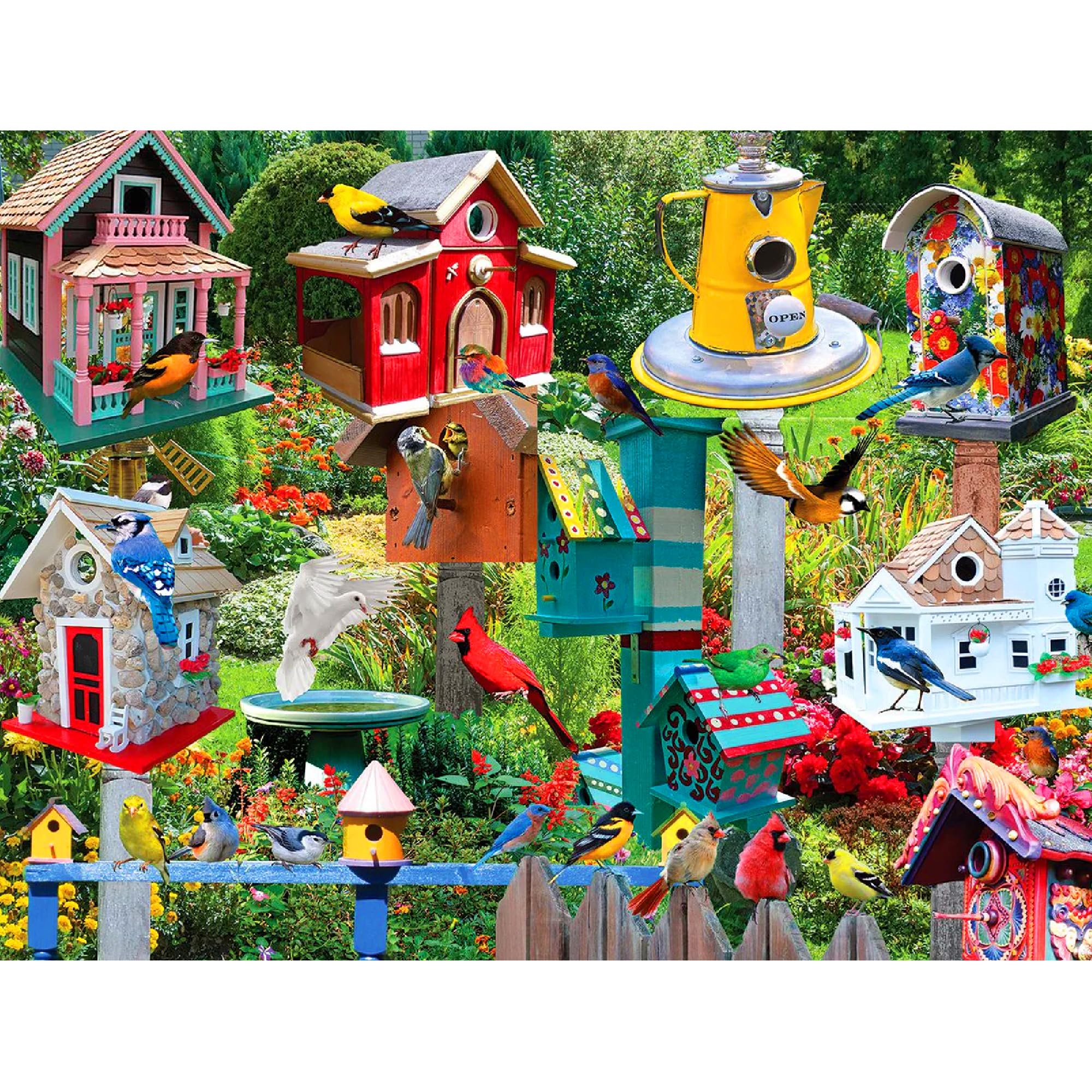 White Mountain Birdhouse Village art detail showcases Lois Sutton vintage charm