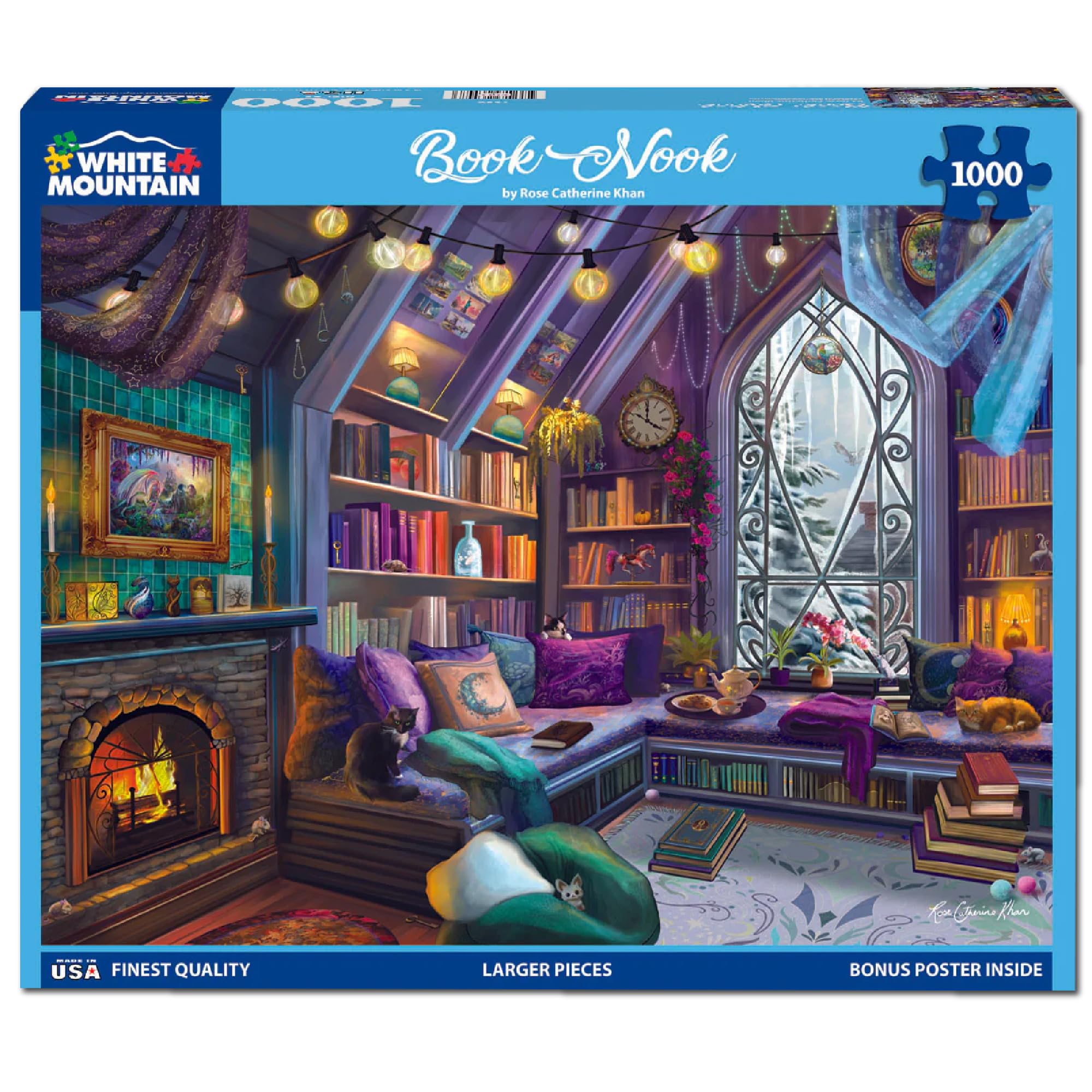 White Mountain Book Nook 1000-piece large pieces for easy handling.