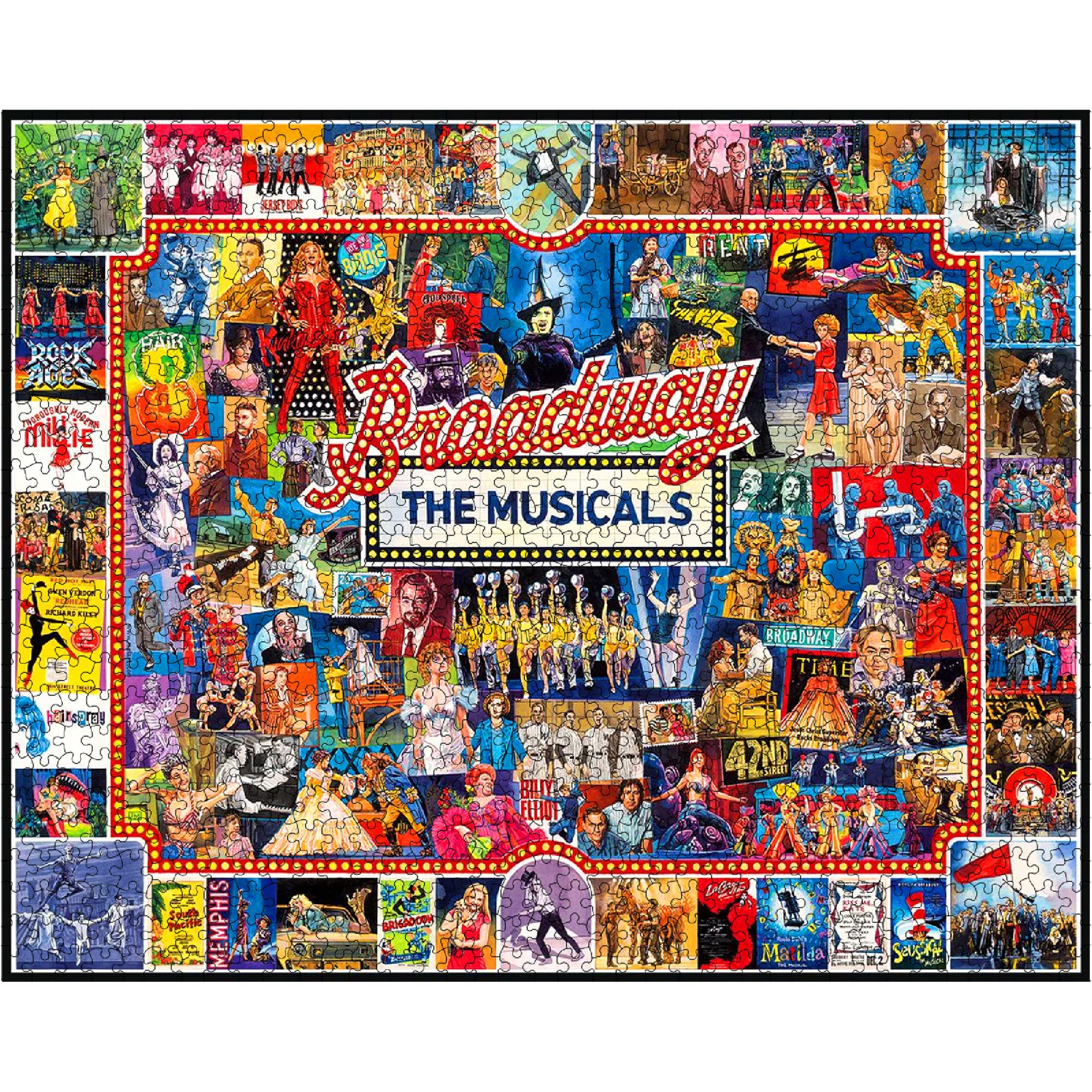 White Mountain Broadway puzzle 1000 pieces showcased for a challenging pastime