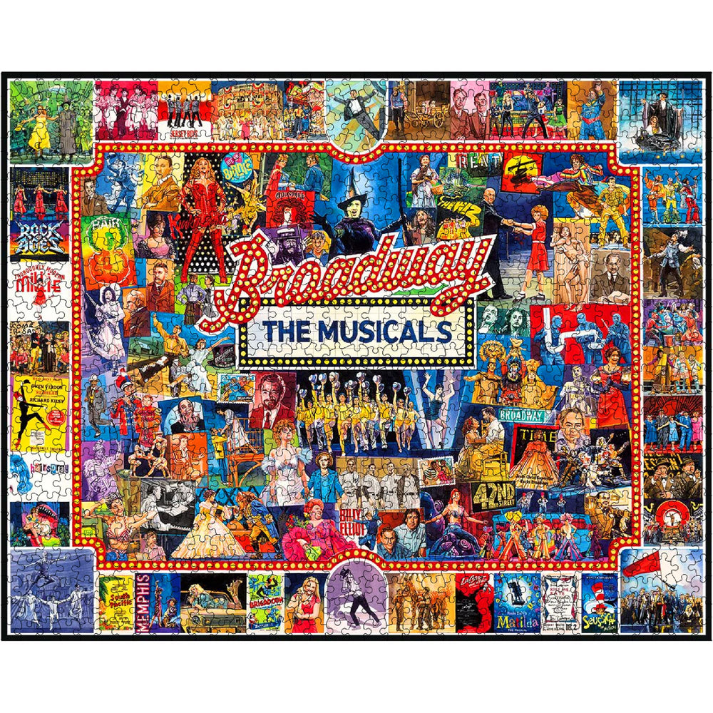 White Mountain Broadway puzzle 1000 pieces showcased for a challenging pastime