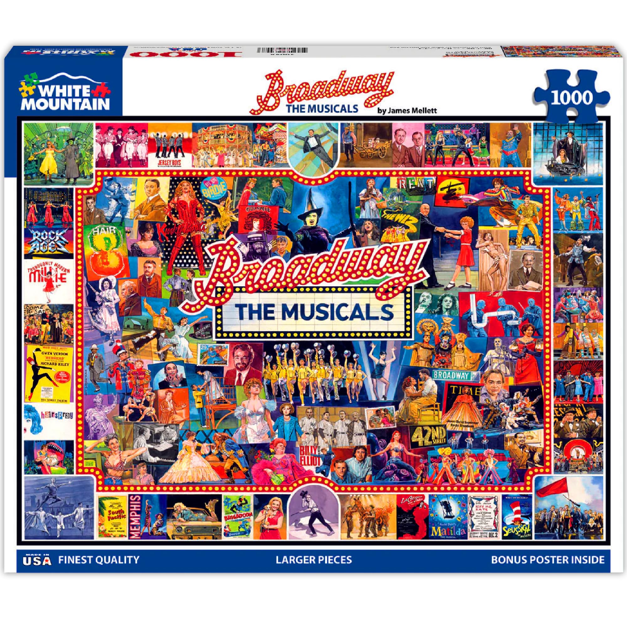 White Mountain Broadway puzzle cover featuring a colorful theater scene for family enjoyment