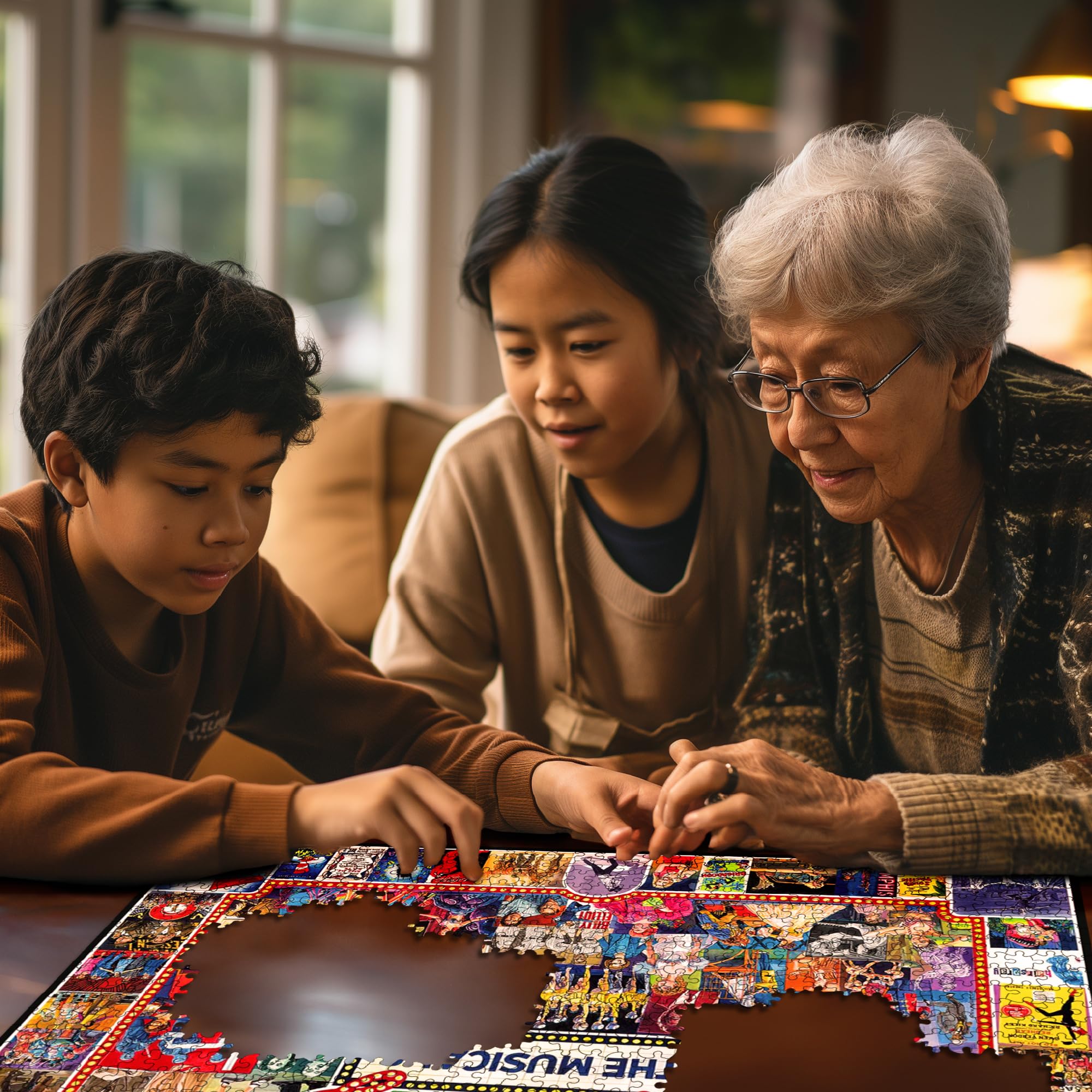 White Mountain Broadway puzzle family time scene for collaborative fun