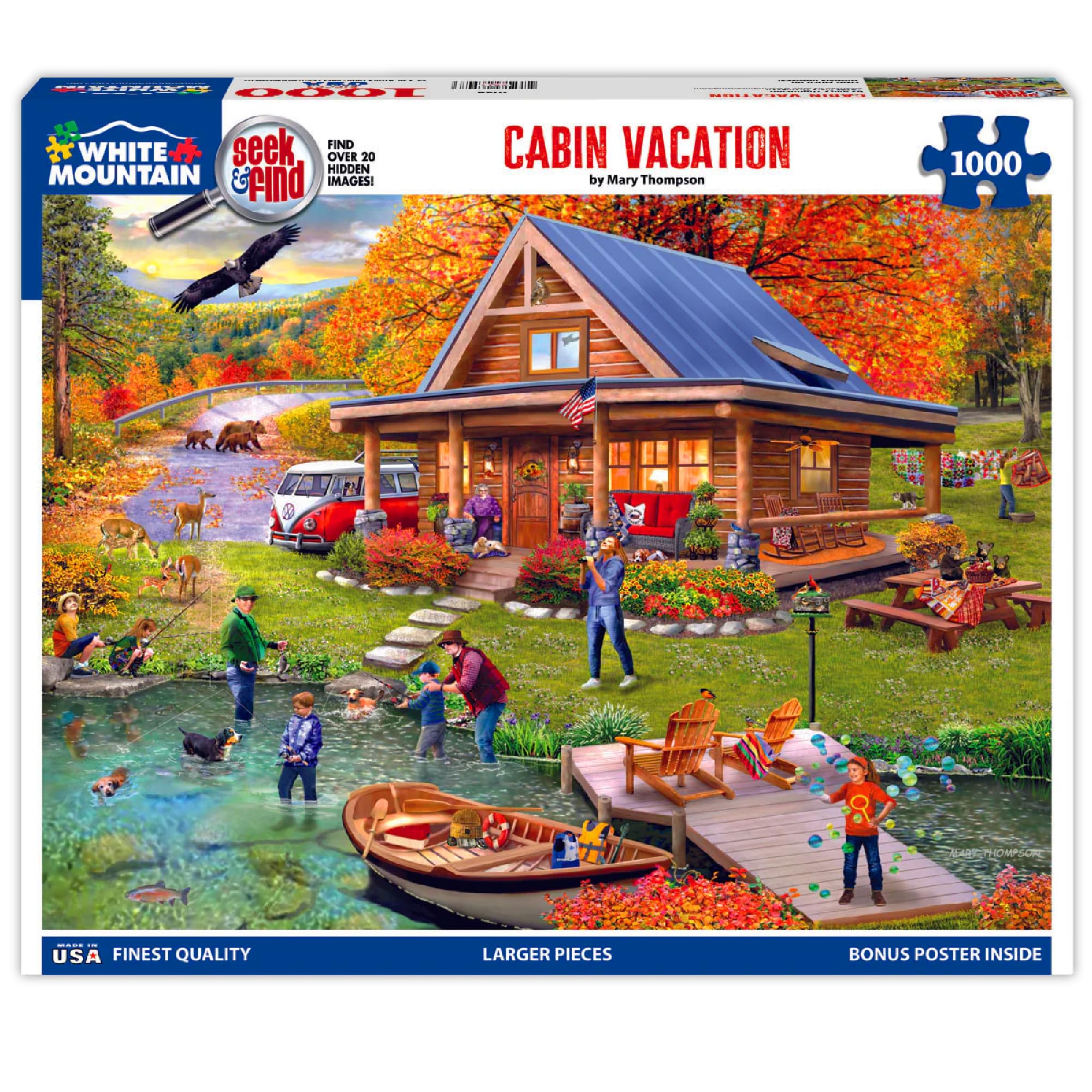 White Mountain Cabin Vacation Puzzle 1000-piece: immersive autumn scene for family evenings