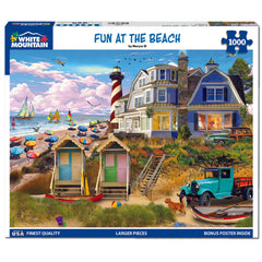 White Mountain puzzle with sailboats on blue water for family time.