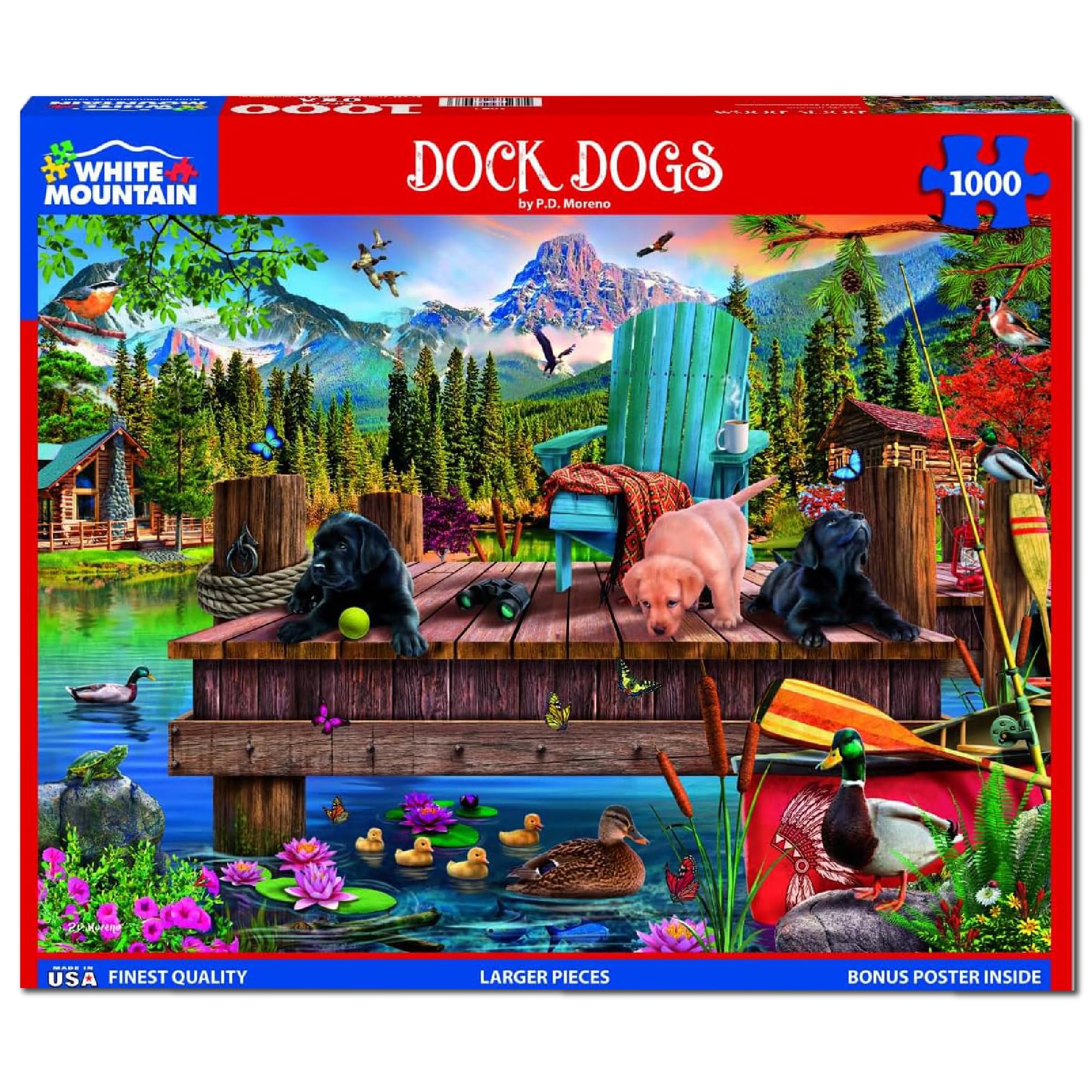 White Mountain Dock Dogs puzzle piece detail highlighting large, easy-to-handle pieces.
