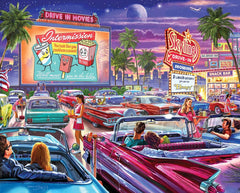 White Mountain Drive-In Movie puzzle cover with nostalgic artwork for family evenings.