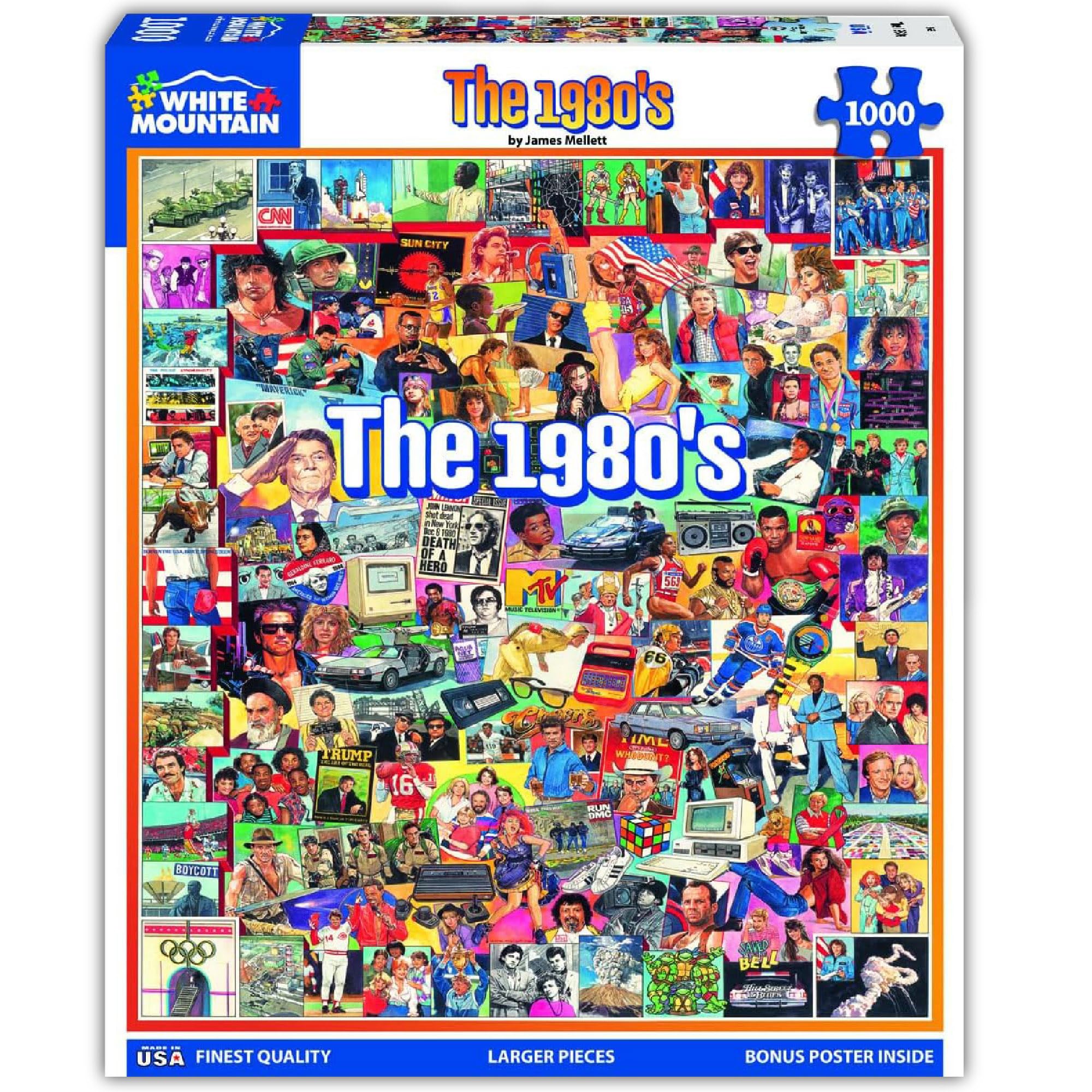 White Mountain Eighties collage puzzle pieces close-up highlighting interlocking fit