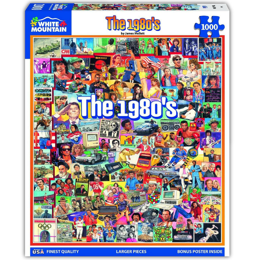 White Mountain Eighties collage puzzle pieces close-up highlighting interlocking fit