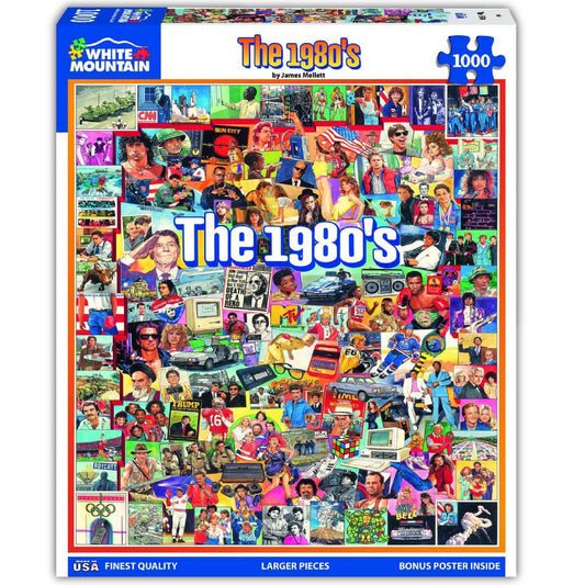 White Mountain Eighties collage puzzle pieces close-up highlighting interlocking fit
