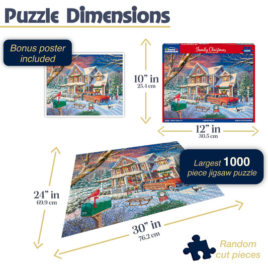 White Mountain family gathering puzzle pieces, collaborative holiday bonding.