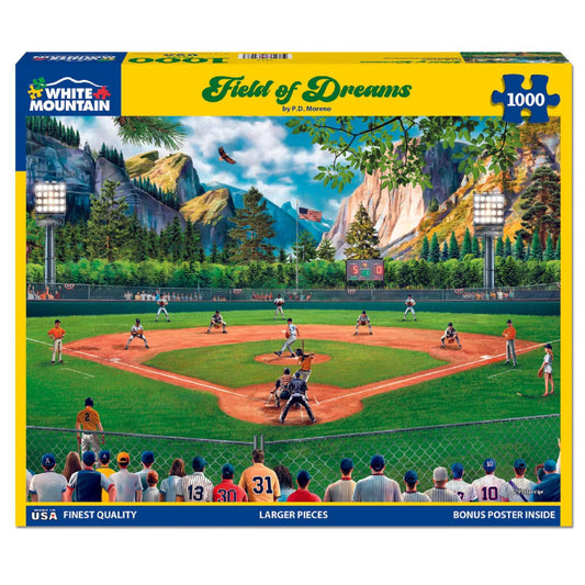 White Mountain Field of Dreams puzzle box front ready for family game night.