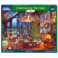 White Mountain 1000-piece puzzle with fireplace glow enhances cozy holidays