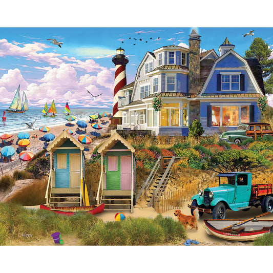 White Mountain coastal lighthouse scene puzzle for relaxing evenings.