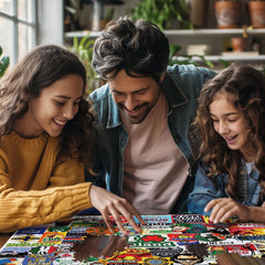 White Mountain green fields castle puzzle image supports mindful, collaborative play.