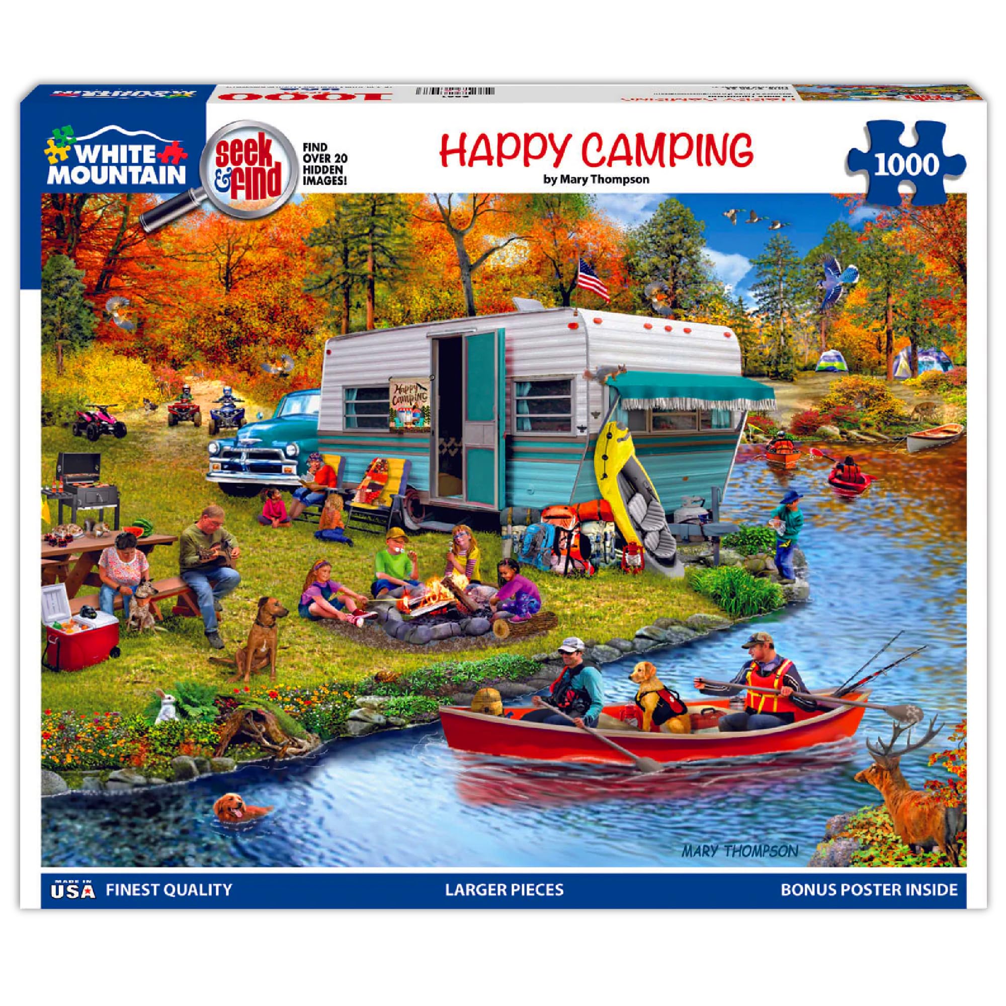 White Mountain Happy Camper Puzzle fishing joy scene ideal for collaborative family challenges.