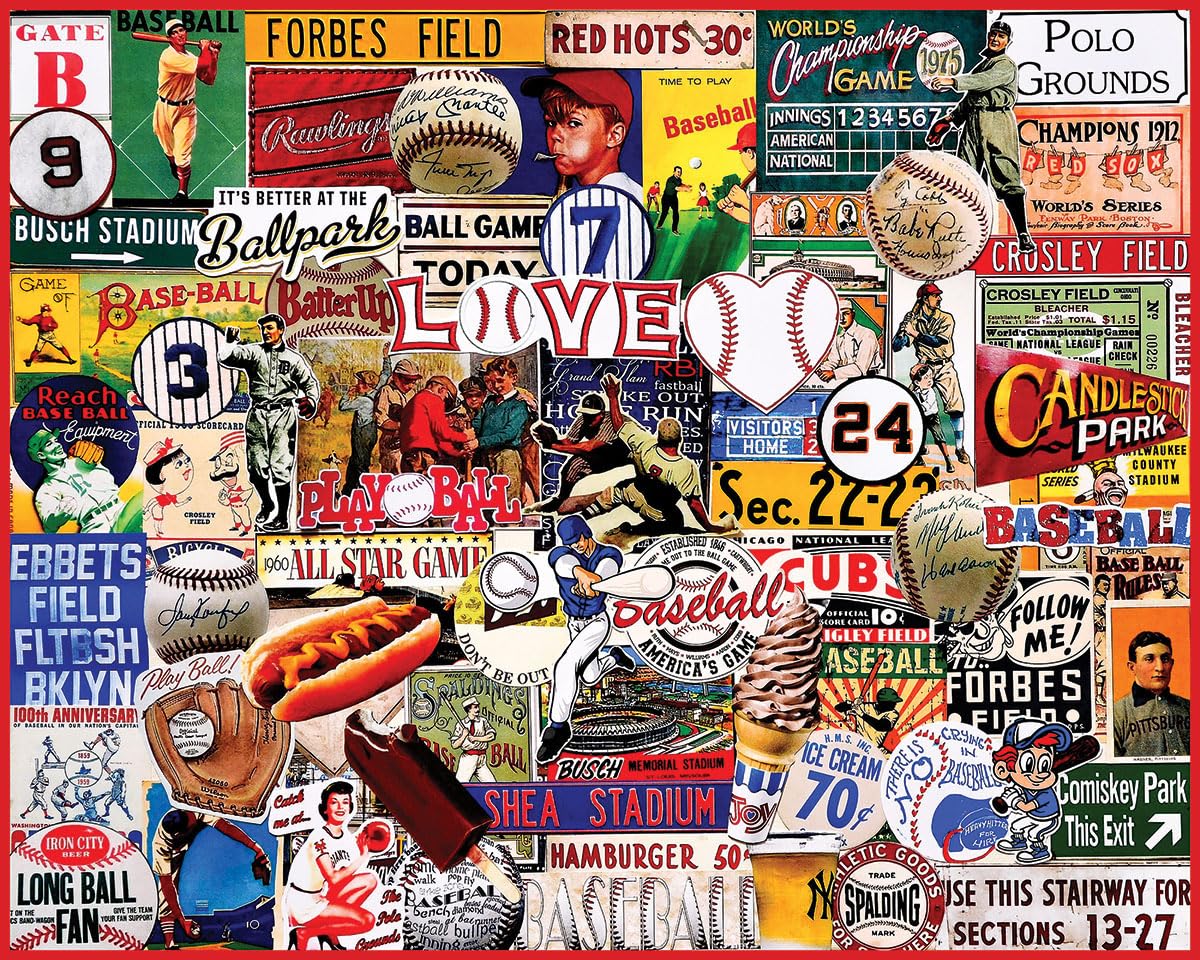 White Mountain I Love Baseball puzzle assembly scene invites shared focus and collaborative problem solving.