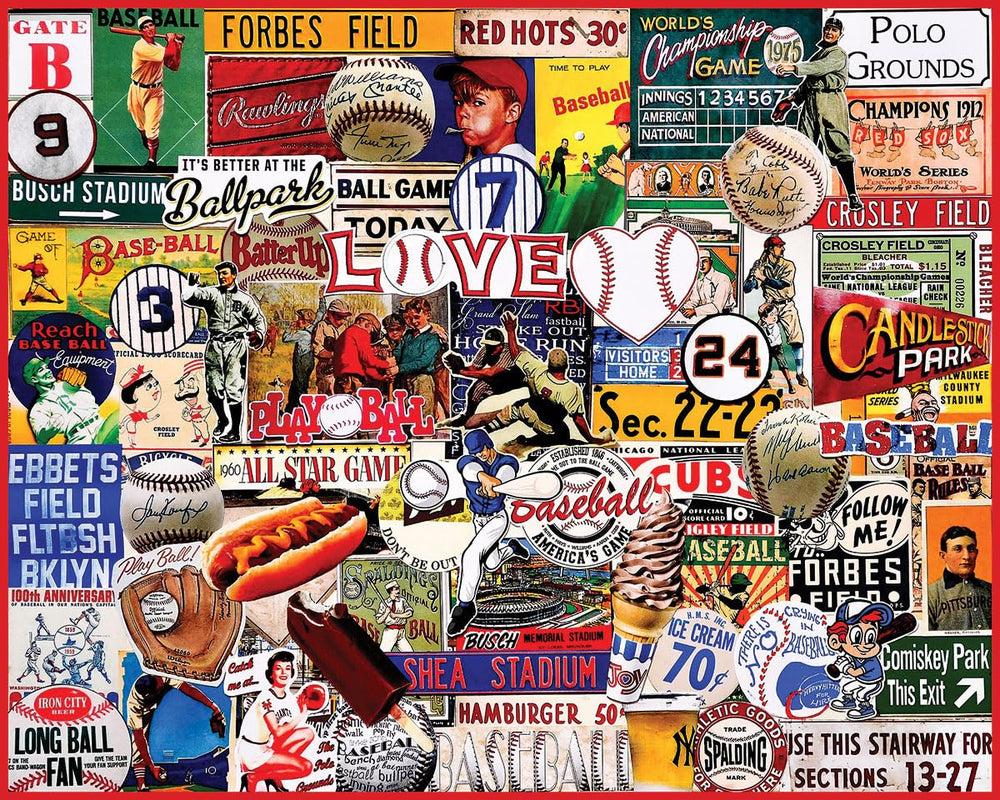 White Mountain I Love Baseball puzzle assembly scene invites shared focus and collaborative problem solving.