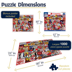 White Mountain I Love Basketball puzzle pieces closeup highlighting large, easy-to-handle pieces.