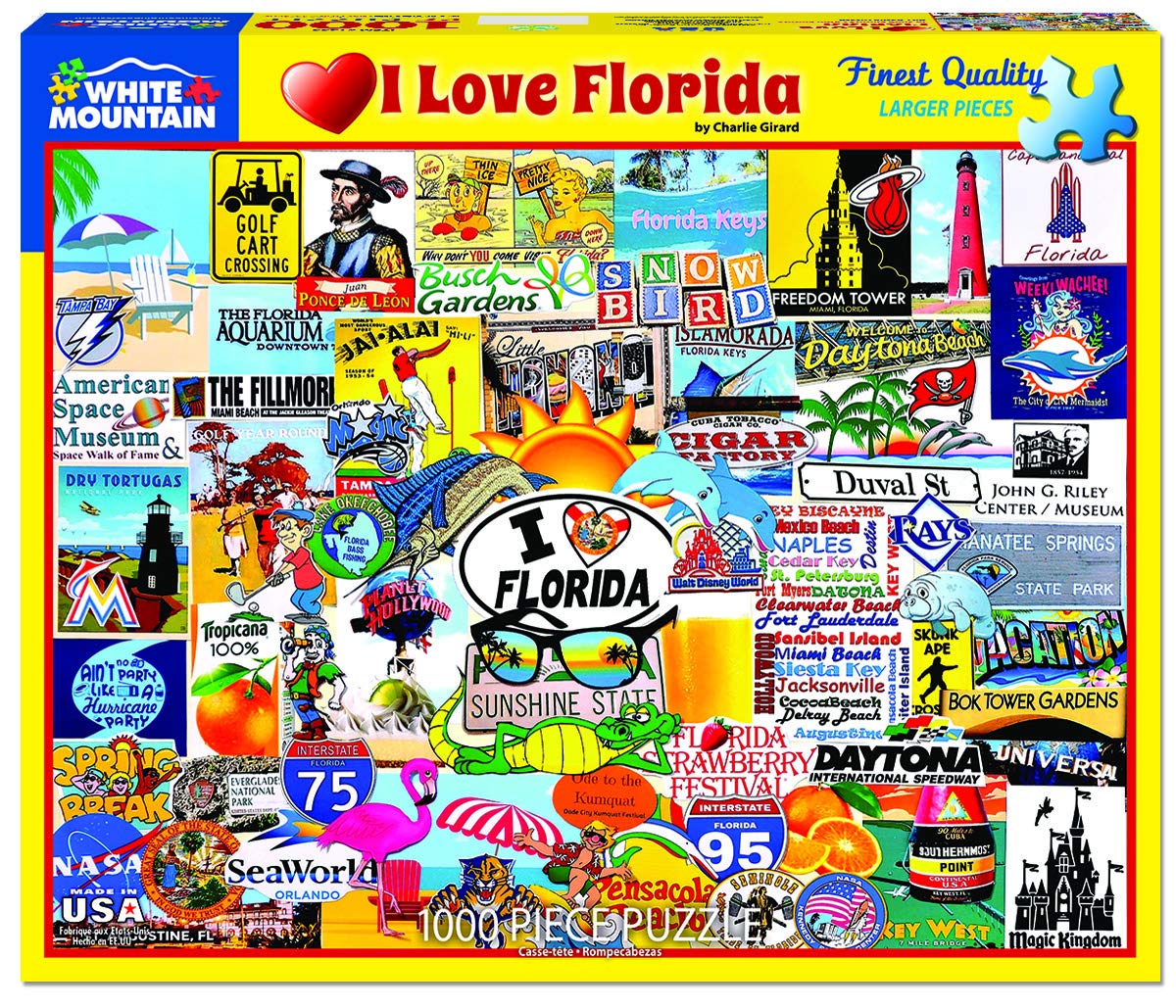 White Mountain I Love Florida 1000-piece puzzle with engaging, detailed scenery