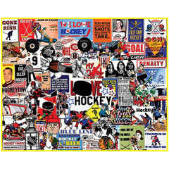White Mountain I Love Hockey puzzle cover, ideal for game night fun.