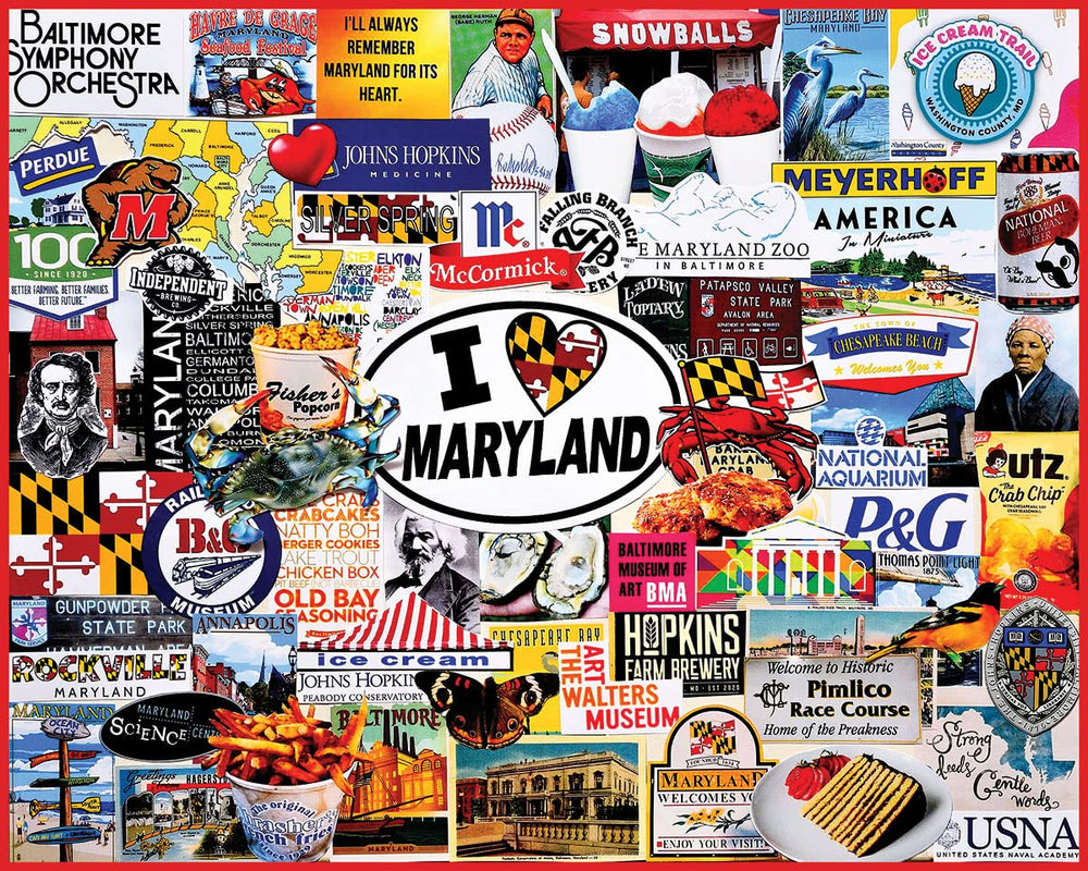 White Mountain I Love Maryland poster reference aids puzzle solving.
