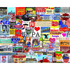 White Mountain I Love Pennsylvania puzzle pieces close-up for easy grabbing and sorting.