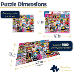 White Mountain I Love the 1980s puzzle 1000-piece large - easy-to-grip pieces for comfortable play.
