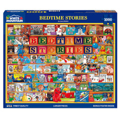 White Mountain puzzle by Jame Mellett, colorful collage celebrating imagination.