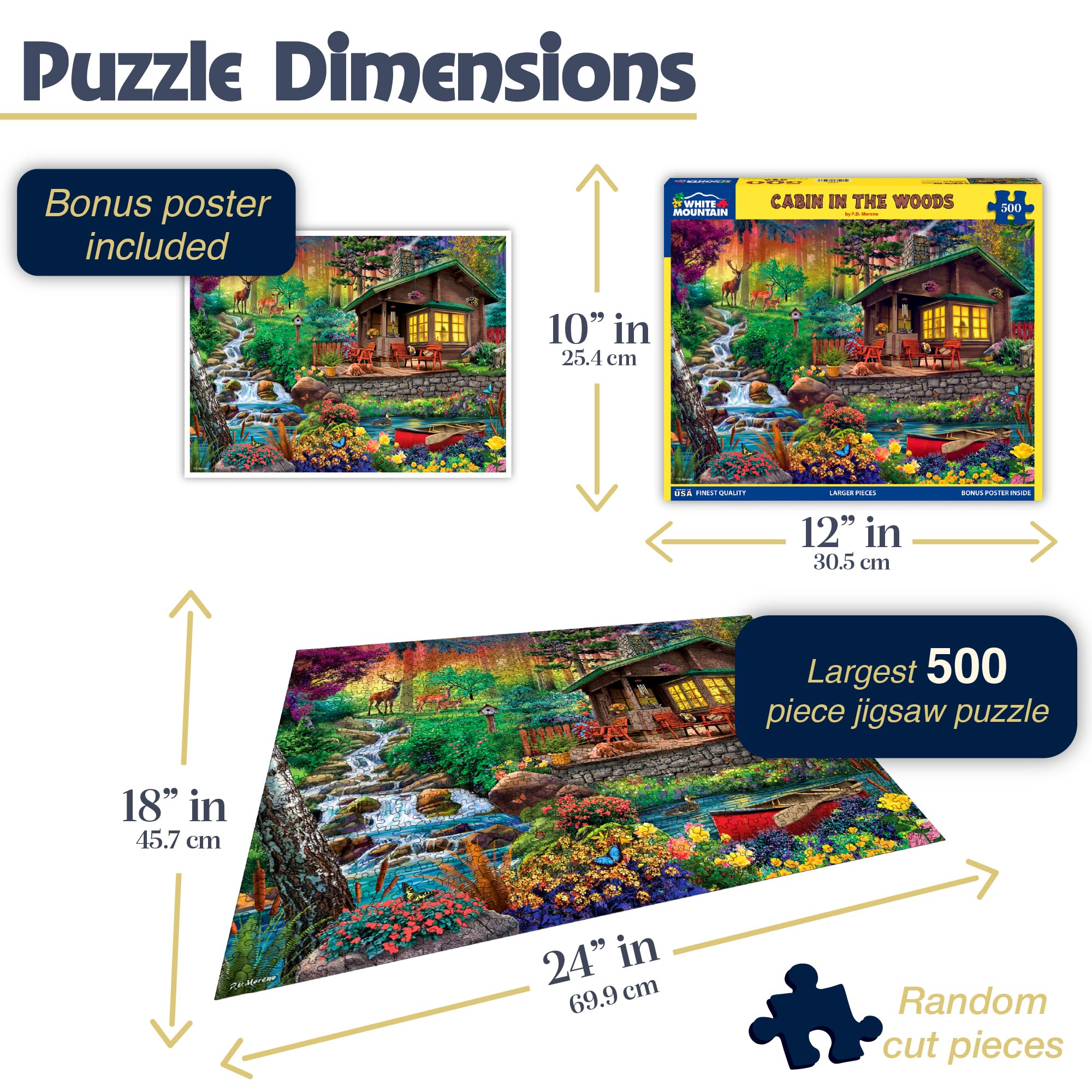 White Mountain large pieces ease solo or group puzzling with clear, bright pieces.