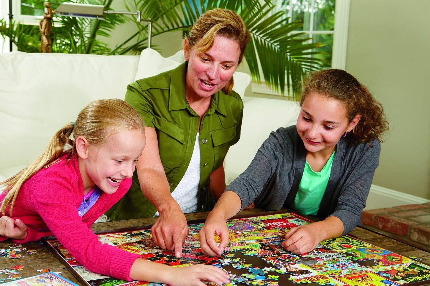 White Mountain large-pieces puzzle 18x24 finished: easier handling for adults and seniors.