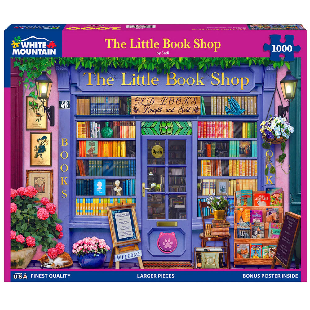 White Mountain The Little Book Shop puzzle cover showing inviting bookstore ambiance for cozy evenings