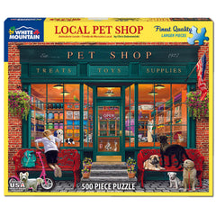White Mountain Local Pet Store puzzle artwork closeup showing detailed pets and customers at ease