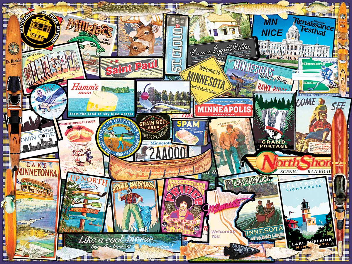 White Mountain Minnesota Land of 10000 Lakes collage close-up with vivid colors for easy viewing.