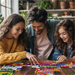 Close-up of interlocking pieces from White Mountain puzzle showing precision cuts.
