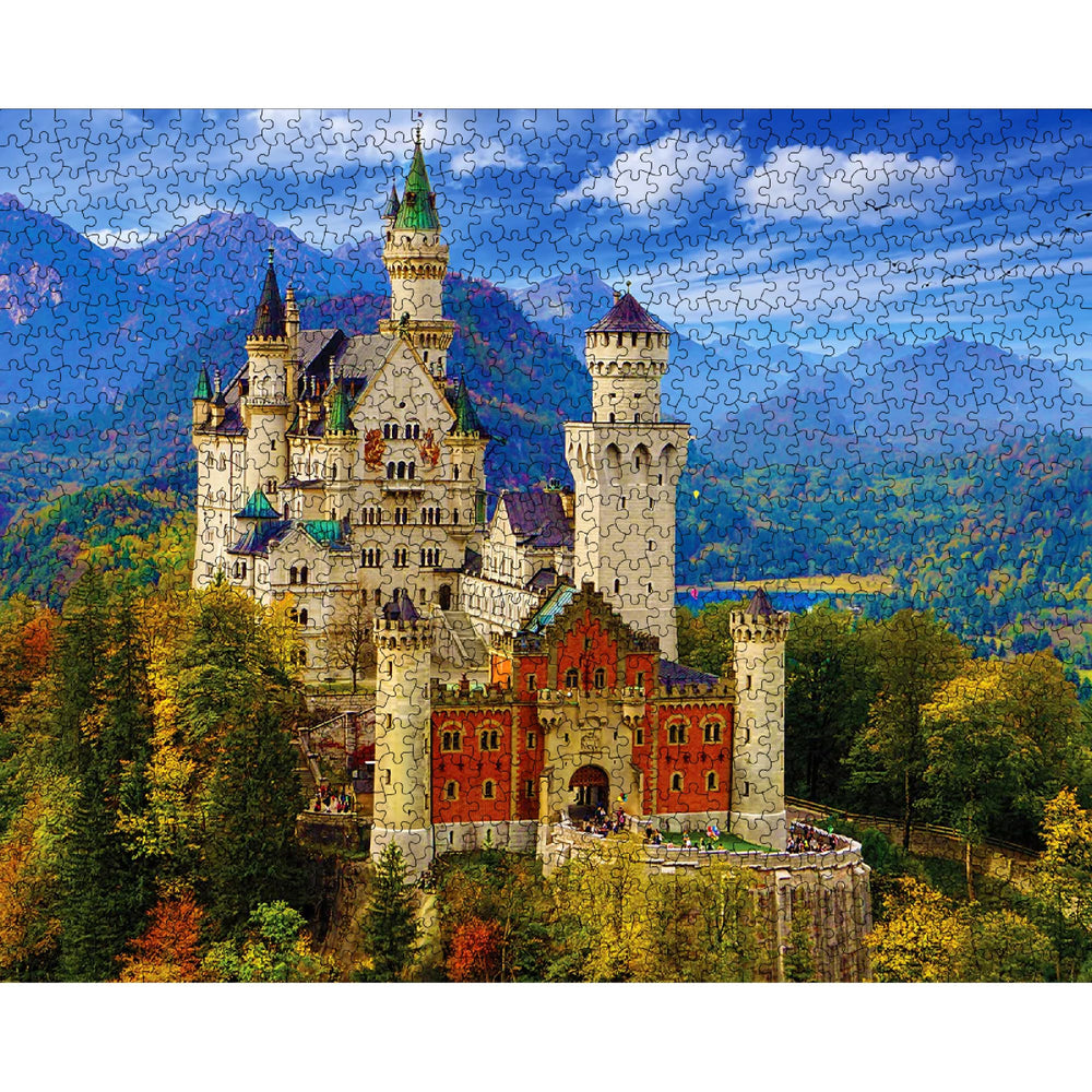 White Mountain Neuschwanstein Castle puzzle box front with branding and specs