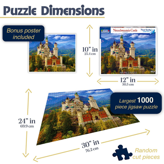 White Mountain Neuschwanstein Castle piece closeup highlighting interlocking design