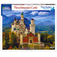 White Mountain Neuschwanstein Castle puzzle assembly showcasing iconic architecture for family fun